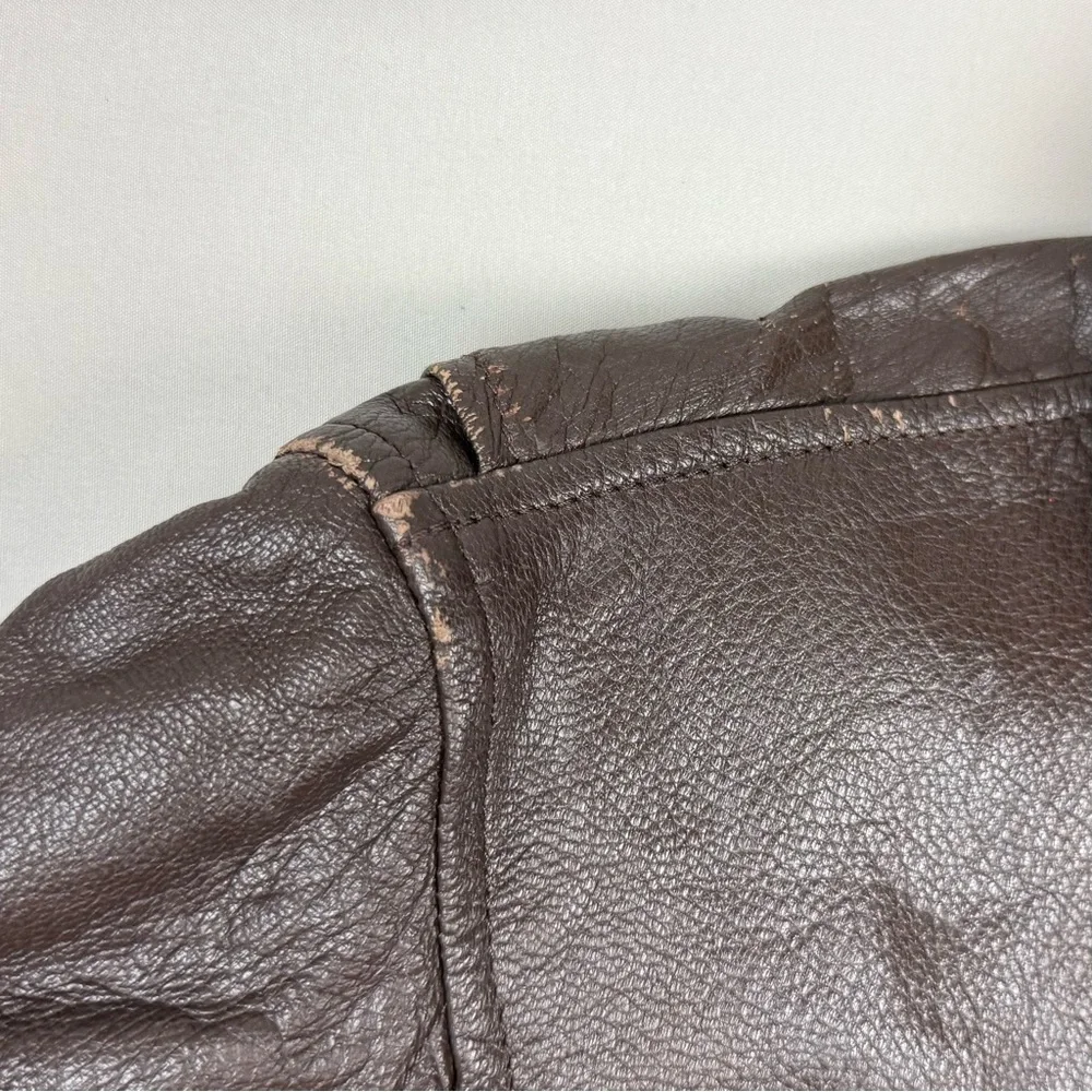 Vtg Vietnam War US Navy Leather G-1 Bomber Jacket Sz 38 Shearling Collar 50s 60s - Picture 10 of 16